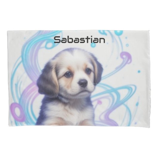 Kindermädchen Galaxy Blue Puppy Kissenbezug (Vorderseite)