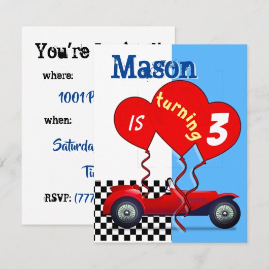 Kindermädchen Geburtstagsparty Einladungen (Vorne/Hinten)