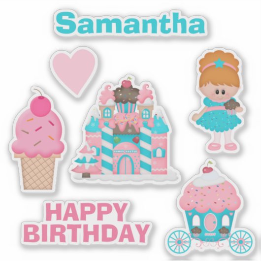 Kindermädchen Geburtstagsticker-Set Aufkleber (Vorderseite)