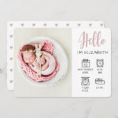 Kindermädchen hallo Overlay Foto & Geburtsstatusze Ankündigung (Vorne/Hinten)