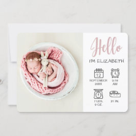 Kindermädchen hallo Overlay Foto & Geburtsstatusze Ankündigung