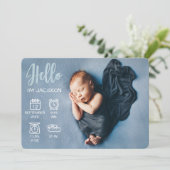 Kindermädchen hallo überlagern Foto- & Geburtsstat Ankündigung (Stehend Vorderseite)