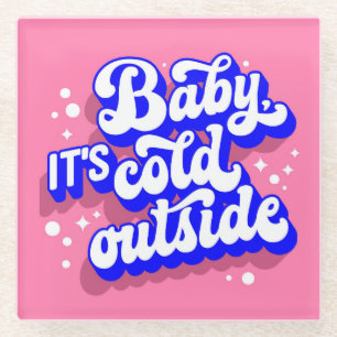 Kindermädchen, kalt draußen im Winter. Glasuntersetzer