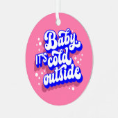 Kindermädchen, kalt draußen im Winter. Ornament Aus Metall (Vorderseite links)