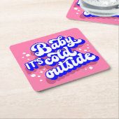 Kindermädchen, kalt draußen im Winter. Rechteckiger Pappuntersetzer (angewinkelt)