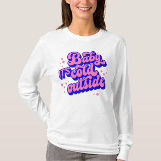 Kindermädchen, kalt draußen im Winter. T-Shirt