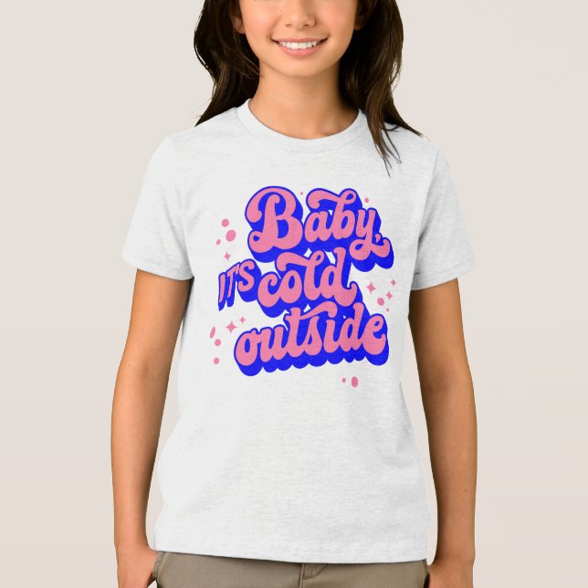 Kindermädchen, kalt draußen im Winter. Tri-Blend Shirt (Vorderseite)