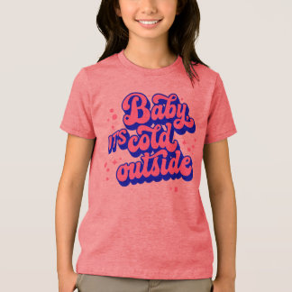 Kindermädchen, kalt draußen im Winter. Tri-Blend Shirt