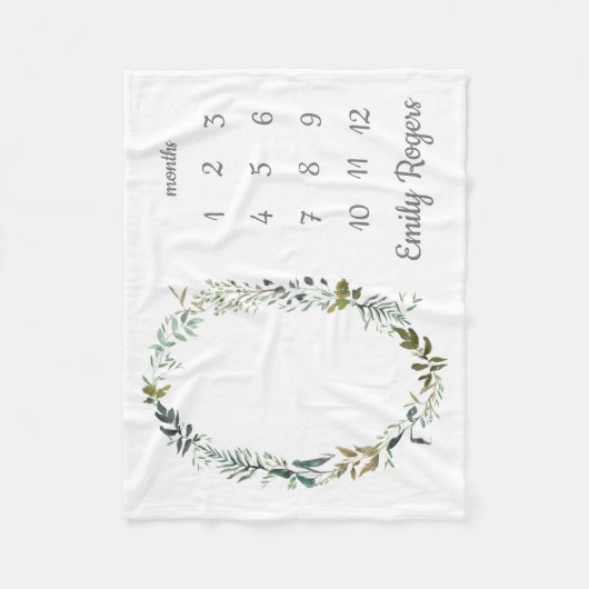 Kindermädchen Monatsmilestone Niedliche Grüne Fleecedecke (Vorderseite)