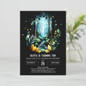 Kindermädchen Naturwald Geburtstag Einladung (Stehend Vorderseite)