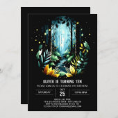 Kindermädchen Naturwald Geburtstag Einladung (Vorne/Hinten)