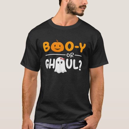 Kindermädchen oder Ghoul Gender Reveal Halloween-K T-Shirt (Vorderseite)