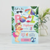 Kindermädchen Party zum ersten Geburtstag Einladung (Stehend Vorderseite)
