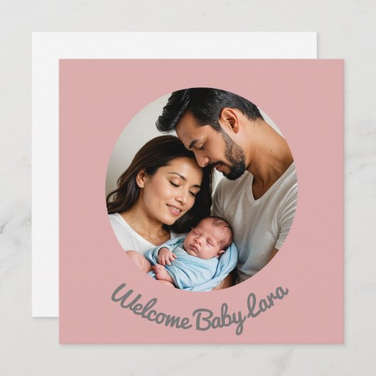 Kindermädchen pink, Willkommensankündigung Einladung (Vorne/Hinten)