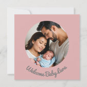 Kindermädchen pink, Willkommensankündigung Einladung (Vorderseite)