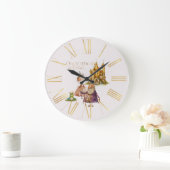 Kindermädchen Prinzessin und Frosch rosa Große Wanduhr (Zuhause)