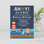 Kindermädchen Rot- und Navy-Baby-Dusche Einladung (Stehend Vorderseite)