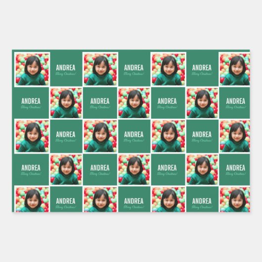 Kindermädchenjunge Custom Foto & Name Picture Chri Geschenkpapier Set (Vorderseite 3)