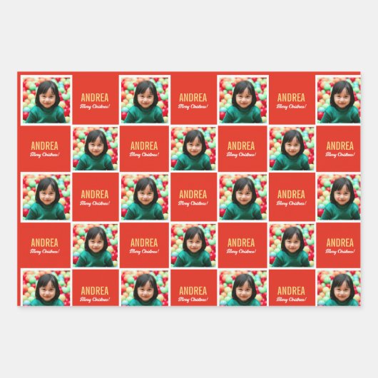 Kindermädchenjunge Custom Foto & Name Picture Chri Geschenkpapier Set (Vorderseite 2)