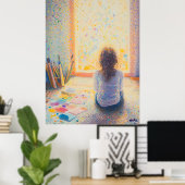 Kindermalerei im sonnigen Raum Poster (Heimbüro)