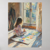Kindermalerei im Sunlit Room - Impressionistische Poster (Vorne)