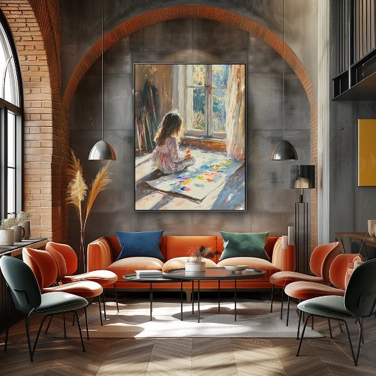 Kindermalerei im Sunlit Room - Impressionistische Poster