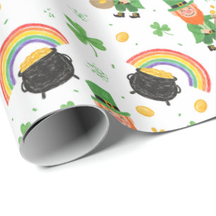 Kindermalstil Spaß am St. Patrick's Day Geschenkpapier