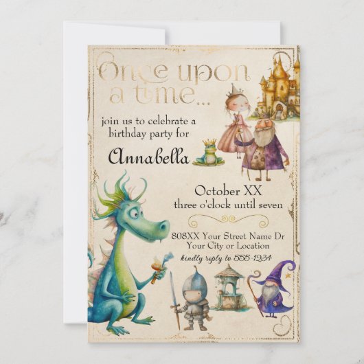 Kindermärchen Vintag Einladung (Vorderseite)