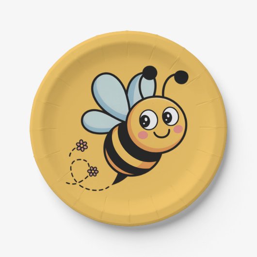 Kindermaske Bienchen mit gepunkteter Spur Pappteller (Vorderseite)