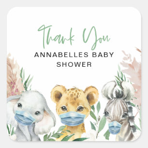 Kindermaske-Laufwerk des süßen Tiers Quadratischer Aufkleber