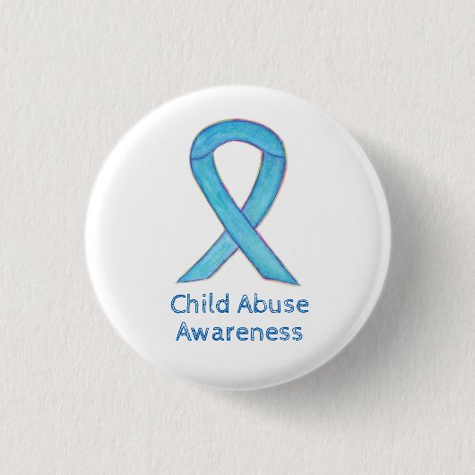 Kindermissbrauch Blue Awareness Ribbon Custom Butt Button (Vorderseite)
