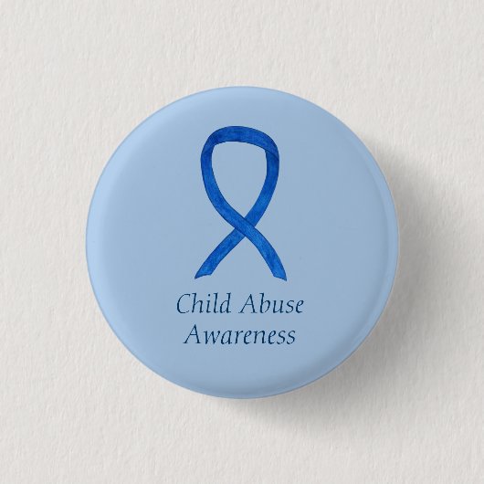 Kindermissbrauch Blue Awareness Ribbon Custom Butt Button (Vorderseite)