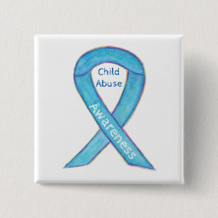 Kindermissbrauch Blue Awareness Ribbon Custom Butt Button