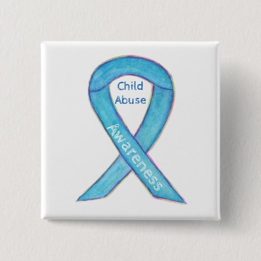 Kindermissbrauch Blue Awareness Ribbon Custom Butt Button (Vorderseite)