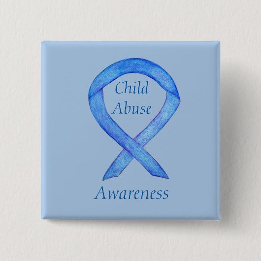 Kindermissbrauch Blue Awareness Ribbon Custom Butt Button (Vorderseite)