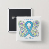 Kindermissbrauch Schmetterlingsbewusstsein Ribbon Button (Vorne & Hinten)