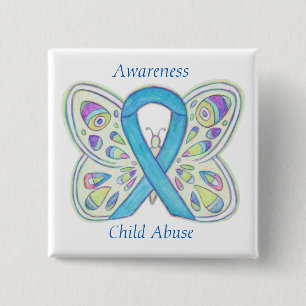Kindermissbrauch Schmetterlingsbewusstsein Ribbon Button
