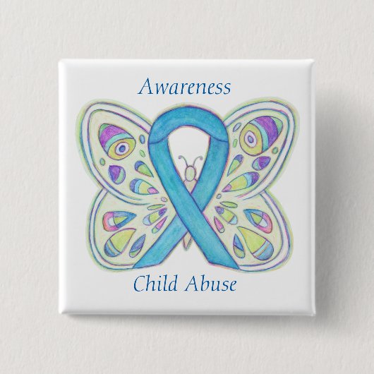 Kindermissbrauch Schmetterlingsbewusstsein Ribbon Button (Vorderseite)