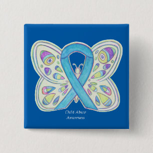 Kindermissbrauch Schmetterlingsbewusstsein Ribbon Button