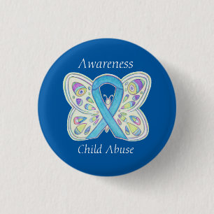Kindermissbrauch Schmetterlingsbewusstsein Ribbon Button