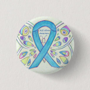 Kindermissbrauch Schmetterlingsbewusstsein Ribbon Button