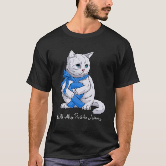 Kindermissbrauchsprävention Monat Blue Ribbon T-Shirt (Vorderseite)