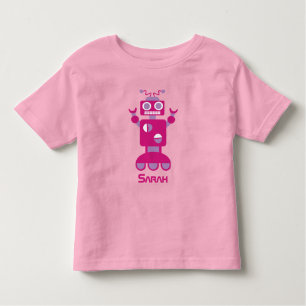 Kindermoderner rosa lila Roboter-personalisierte Kleinkind T-shirt
