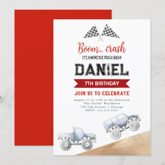 Kindermonster Truck Geburtstagsparty Einladung