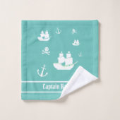 Kindermuster Aquamarines Personalisiertes Ankersch Badhandtuch Set (Waschlappen)