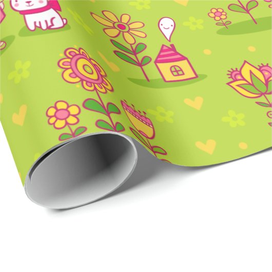 Kindermuster Geschenkpapier (Rolleneckpunkt)