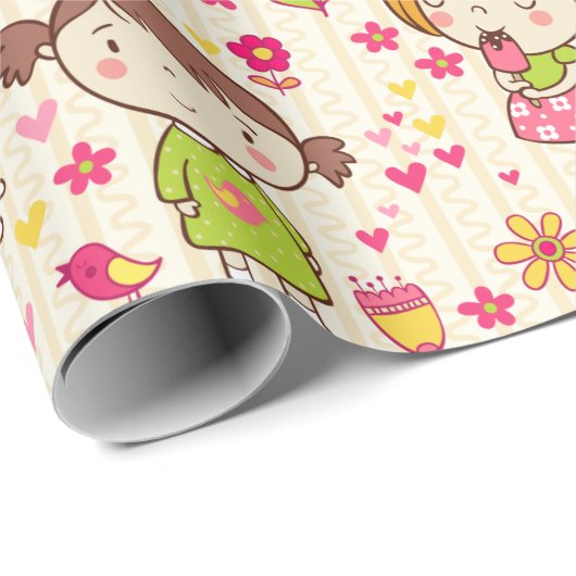 Kindermuster Geschenkpapier (Rolleneckpunkt)