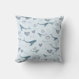 Kindermuster mit Niedlichen Walen, Wolken und Herz Kissen