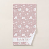 Kindermuster rosa Personalisiertes Ankerschiff Pir Badhandtuch Set (Handtuch)