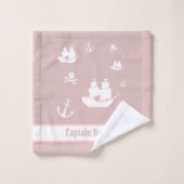 Kindermuster rosa Personalisiertes Ankerschiff Pir Badhandtuch Set (Waschlappen)
